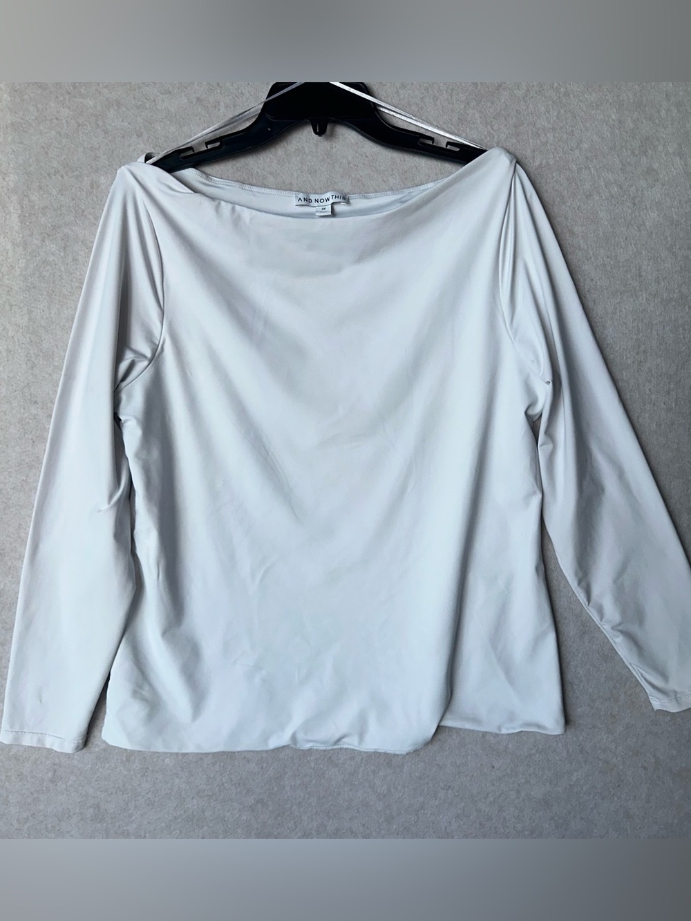And Now This Women’s Shirt Size 2X White Boatneck Long-Sleeve Top
